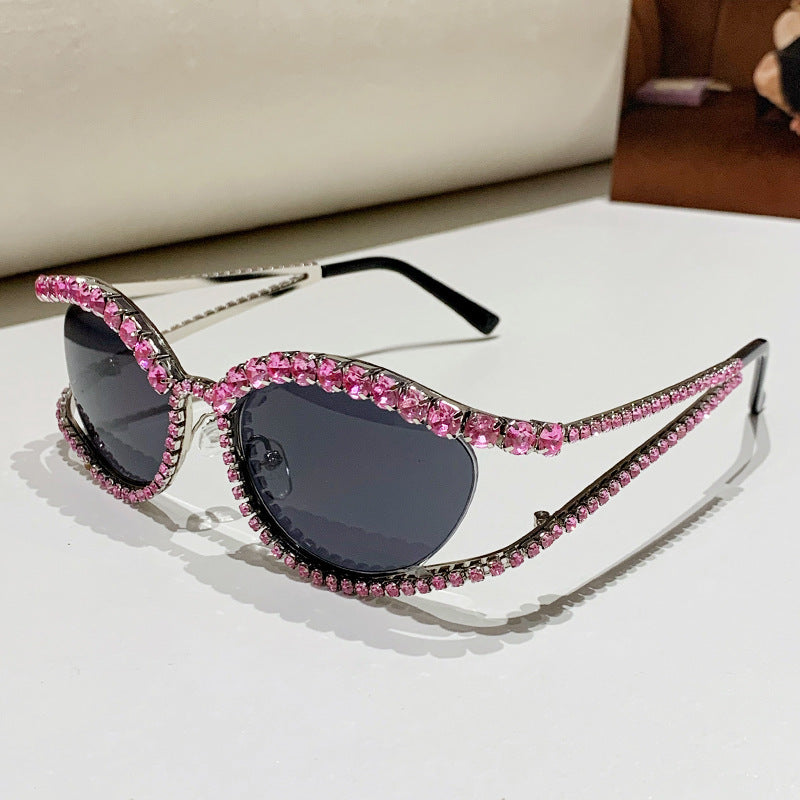 Dame Glamorøs solbrille med glitrende krystallakenter Skanto