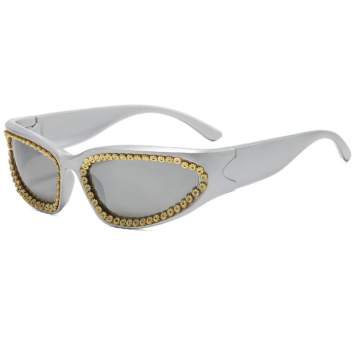 Damer moteriktig solbrille med glamorøs krystallramme Skanto