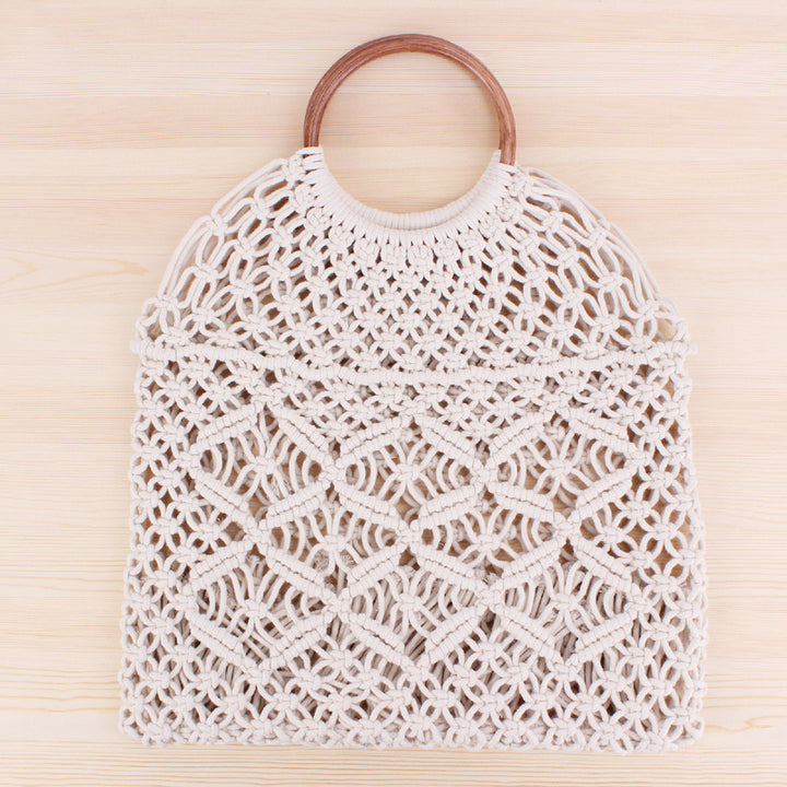 Makramee Tote bag with Double-layered Inner pocket Skanto