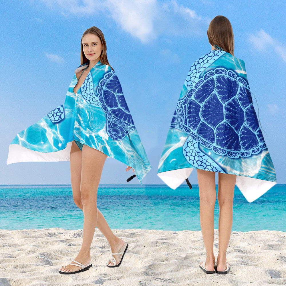 Hette-badeponcho med mandala-motiv Skanto
