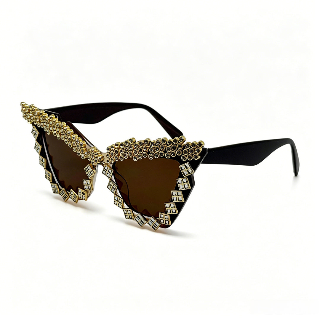 Dame designer-solbrille med glamorøs krystallprydet ramme Skanto