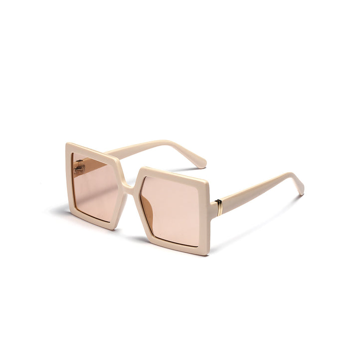 Dame geometrisk solbrille med moderne, bred ramme Skanto