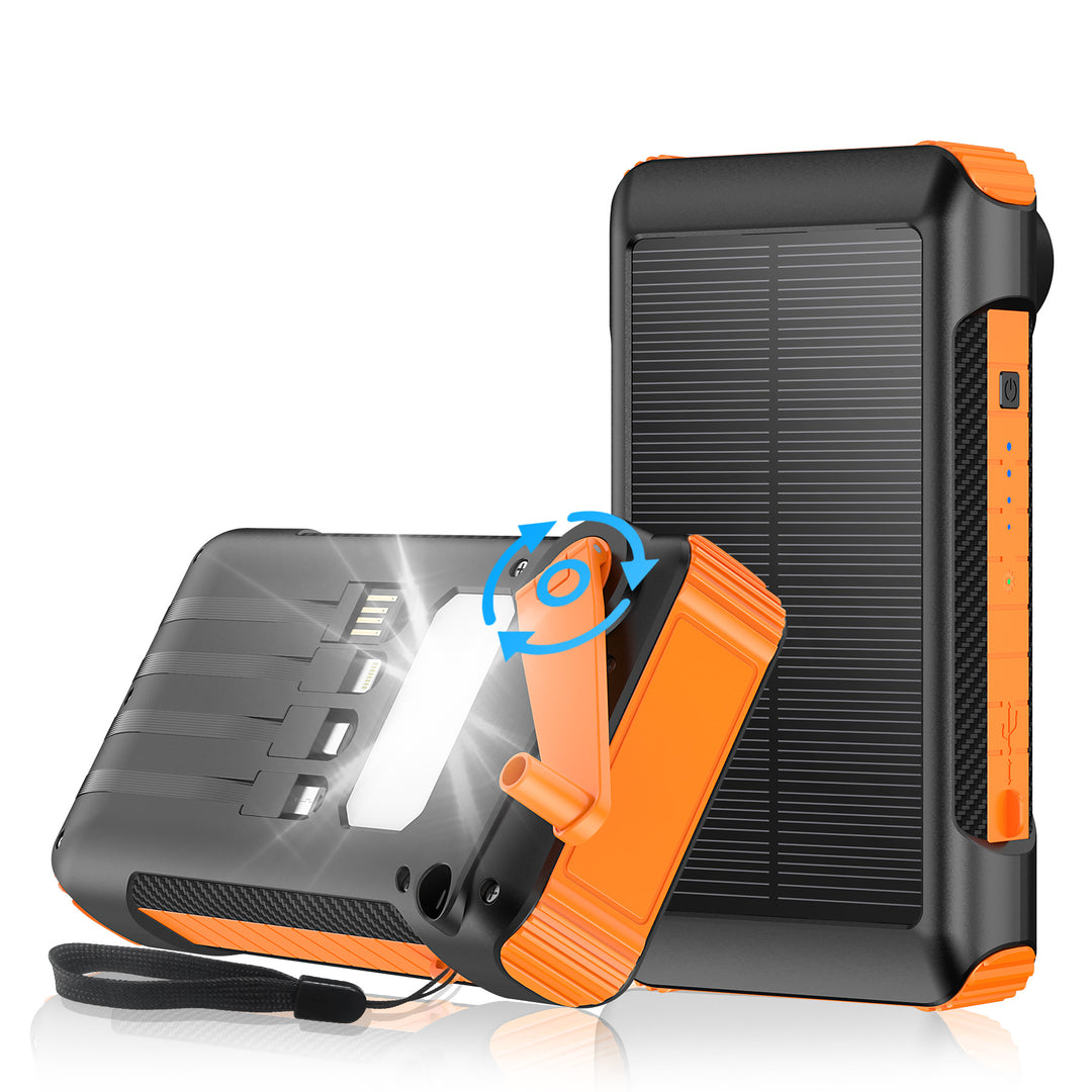 Robust Solar-Powerbank med LED-lys og kompass Skanto