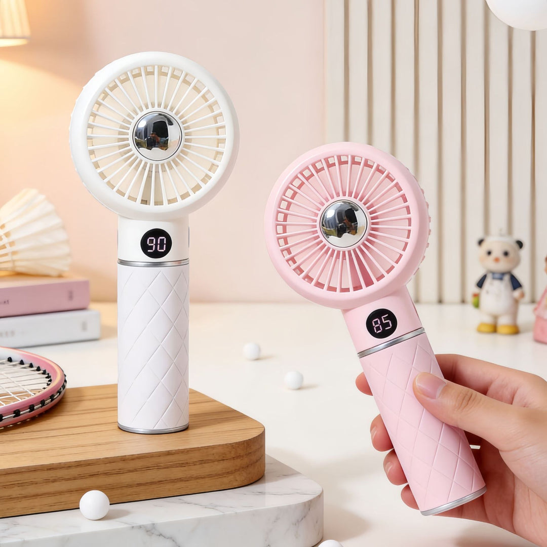 Portable Handheld Fan with Digital Temperature Display and Comfortable Design Skanto