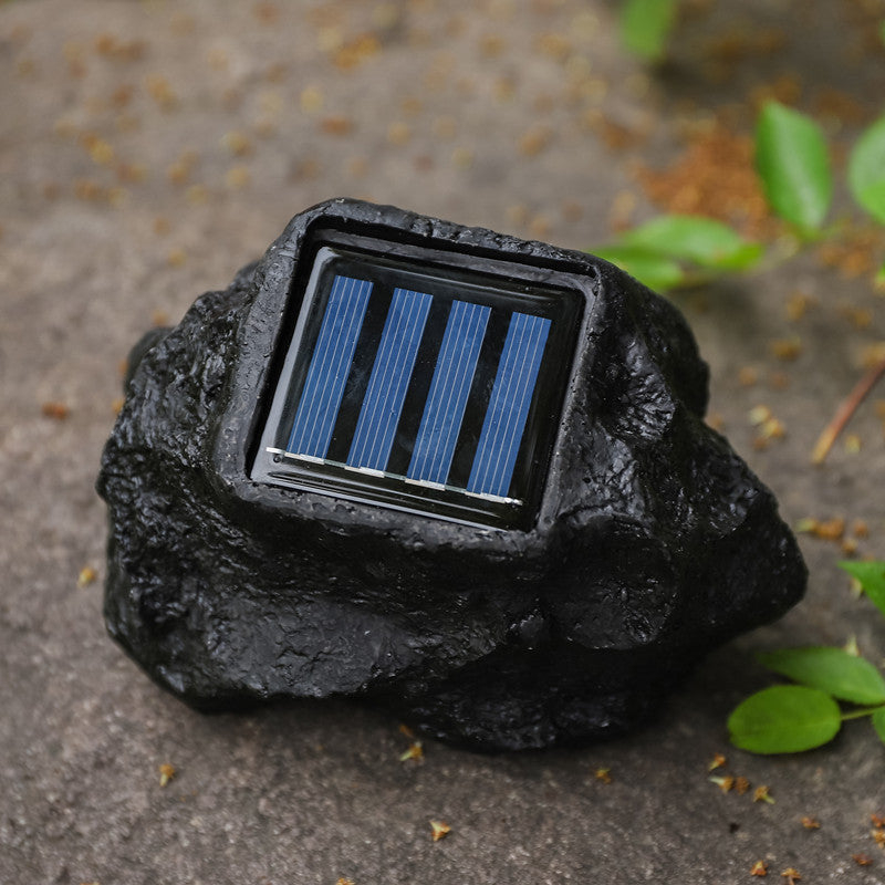 Solcelledet LED Faux-Rock Hage Spotlys Med Integrert Solpanel Og Værbestandig Teksturlignende Harpiks Husr Skanto