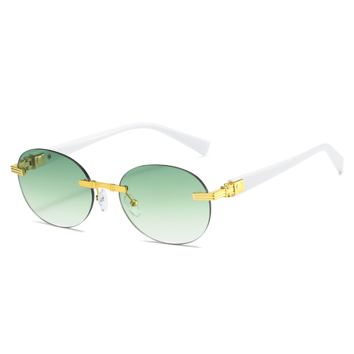 Dame motefull solbrille med gjennomsiktig ramme og fleksibel nesestøtte Skanto