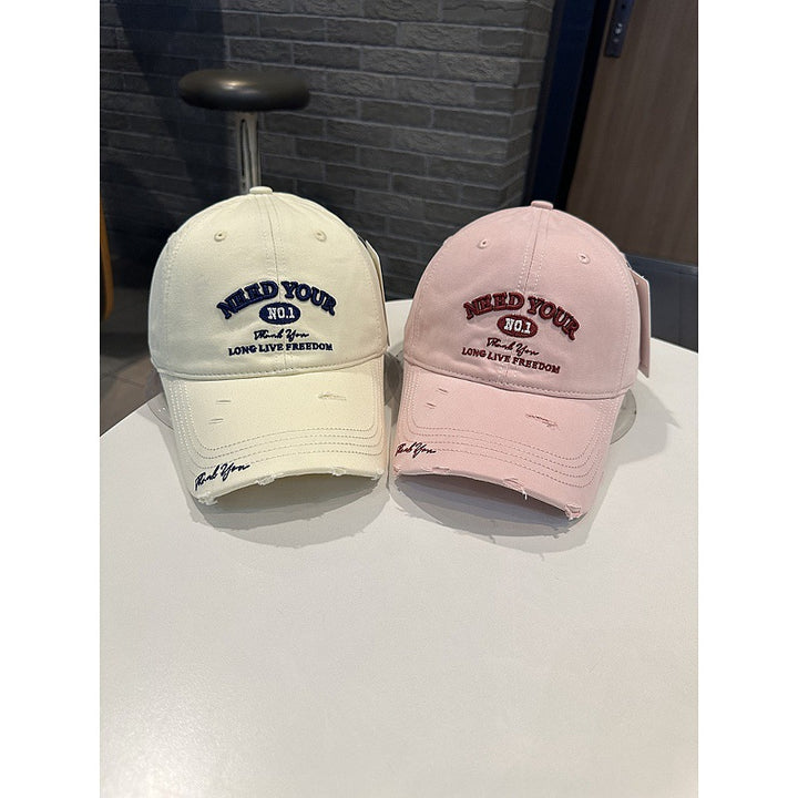 Herre Distressed Cotton Brodert Baseball Cap Skanto