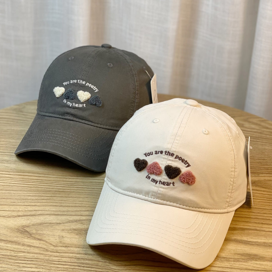 Kvinners Brodert Hjerte Motiv Baseballcap Skanto