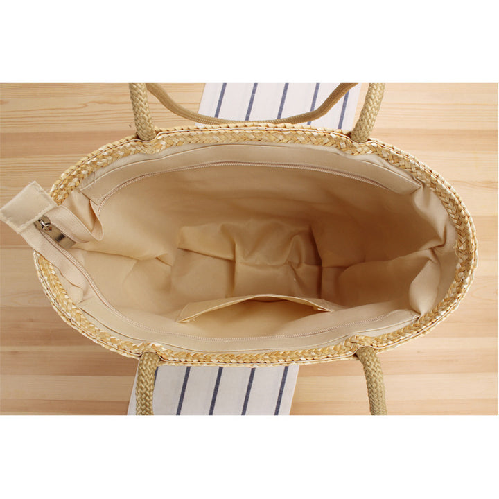 Handmade Straw Bag with Long Handles Skanto