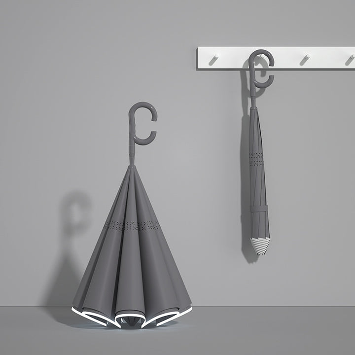 Dame automatisk sammenleggbare paraply med ergonomisk design og sterke vindmotstands elementer Skanto