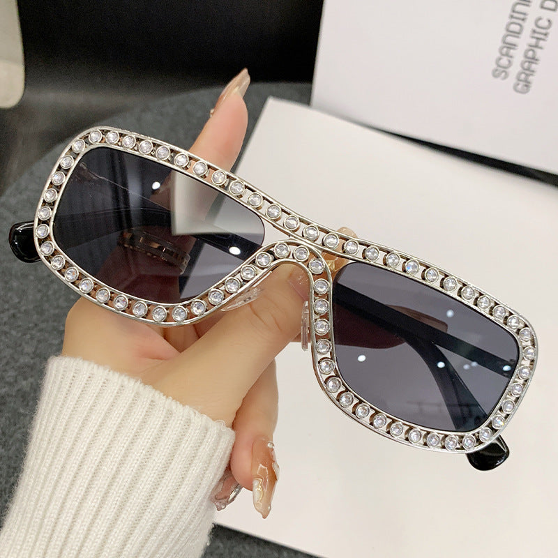 Dame Glamorøs solbrille med glitrende krystallakenter Skanto
