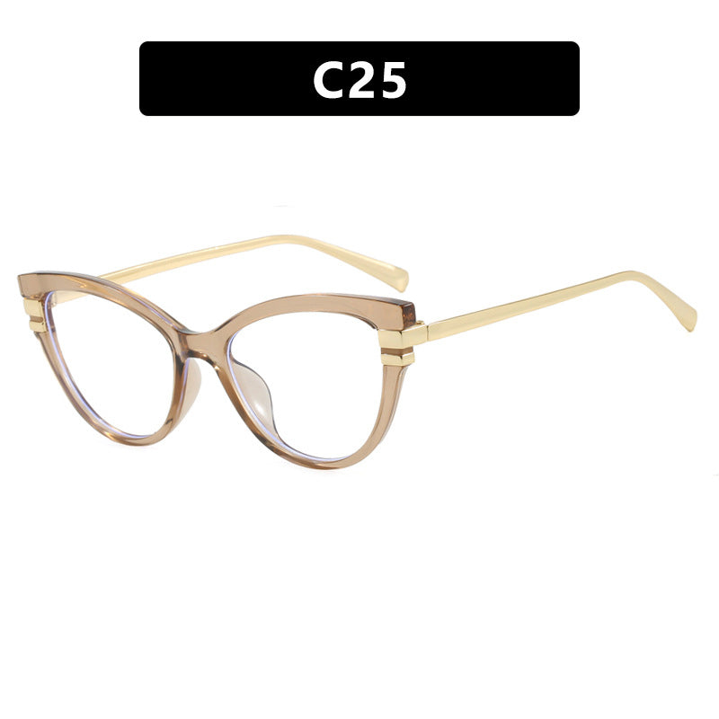 Dame Cat-Eye solbriller med elegant plastramme og gullaccentuer Skanto