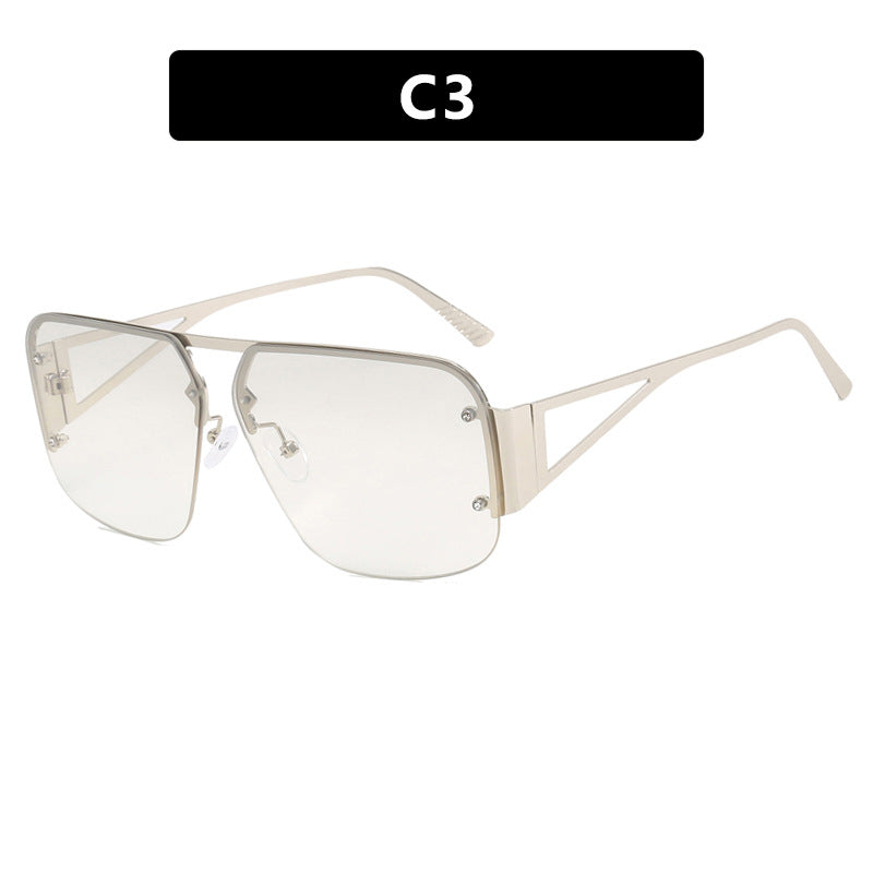 Dame oversized geometrisk solbrille med glatte linjer og beskyttende UV-filter Skanto