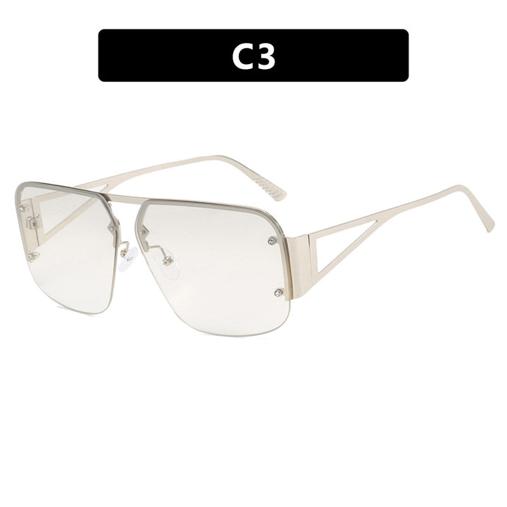 Dame oversized geometrisk solbrille med glatte linjer og beskyttende UV-filter Skanto