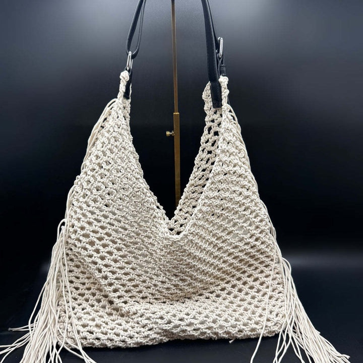 Makramee Hobo-veske med fransene og robust design Skanto