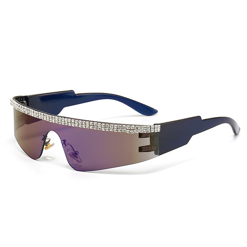 Dame Mode Glamour-solbriller med ramme dekorert med strass Skanto