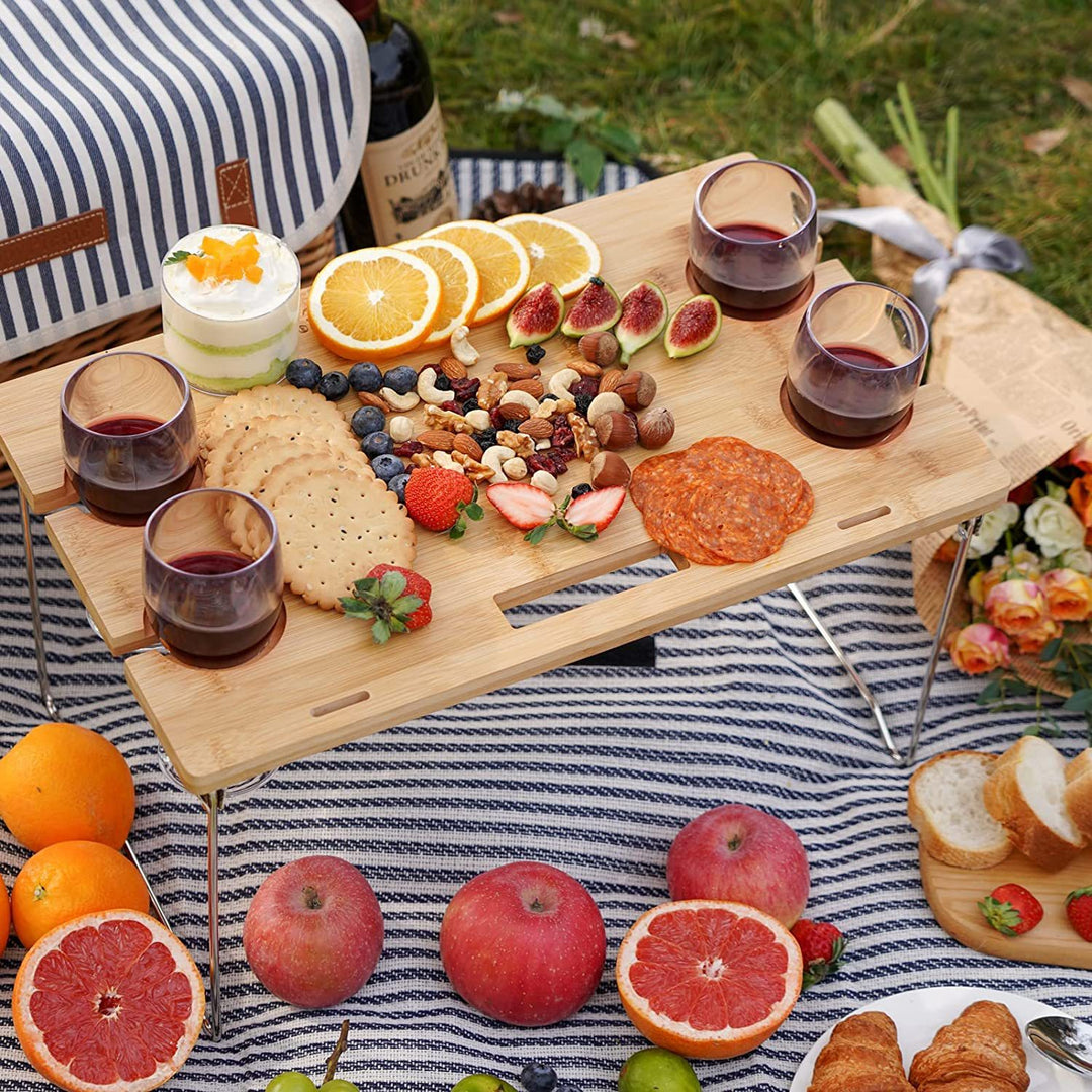 Dames piknikkurv med integrert serviset og stilfullt sammenleggbart bord Skanto