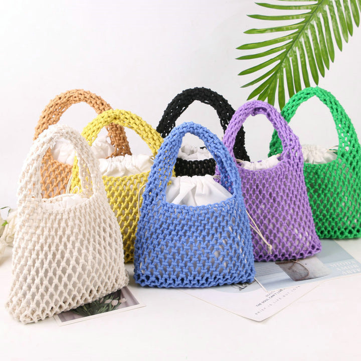 Håndknutet totebag i naturlig bomull Skanto
