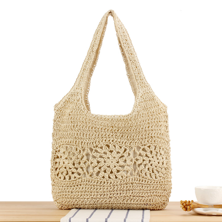 Hand-knotted tote bag made of natural raffia Skanto