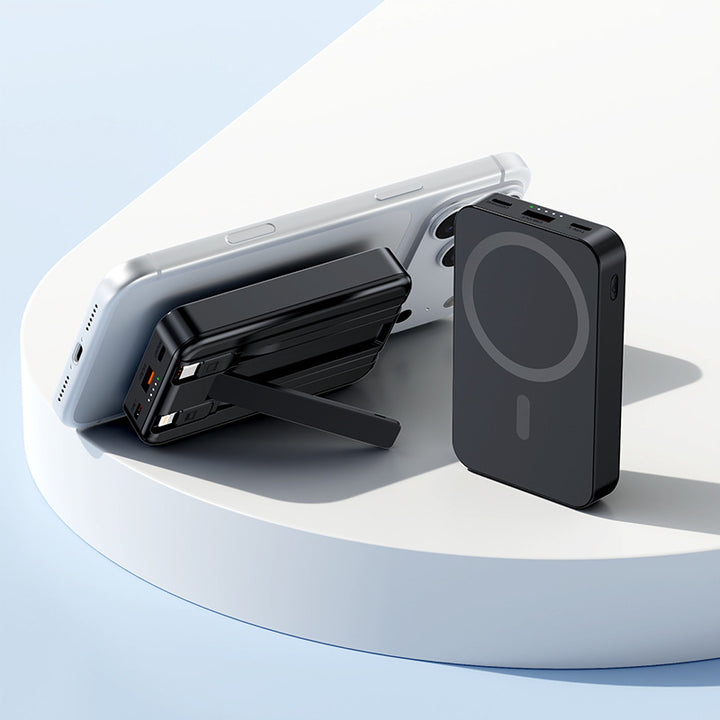 Bærbar powerbank med magnetfunksjon og integrert stativ Skanto