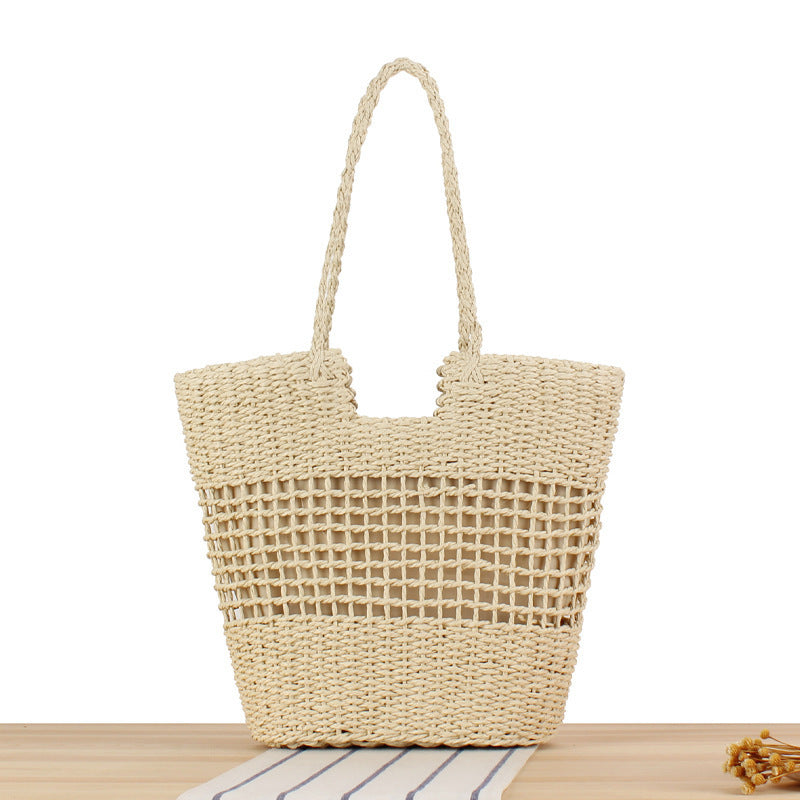 Net Tote Bag in Natural Woven Basket Skanto
