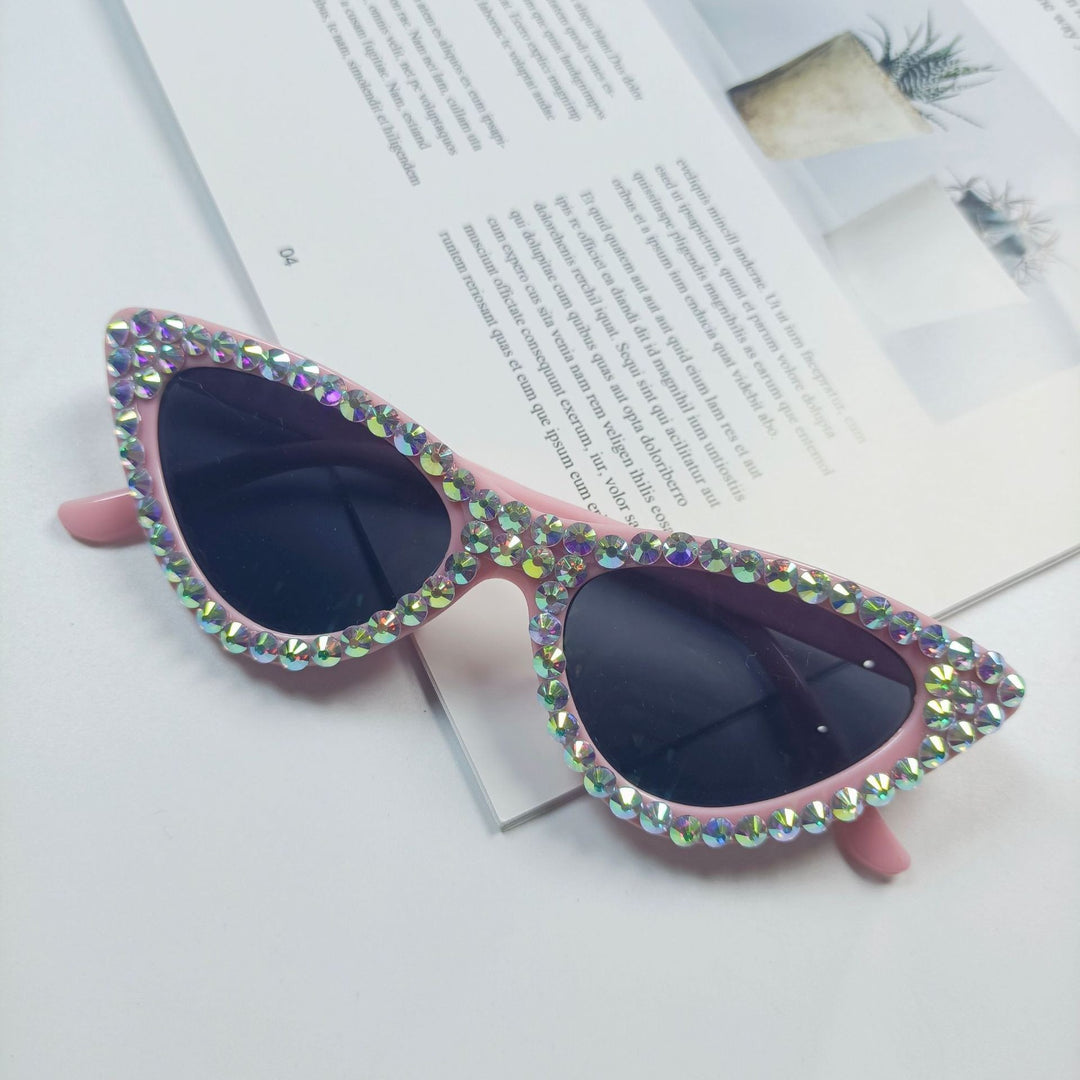 Dame Cat-Eye solbriller med glitrende krystallpynt Skanto