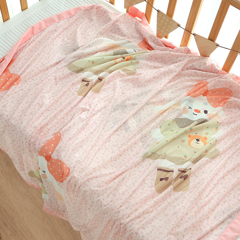 Unisex nan koselig babysengteppe laget av bomullsmuslin med pustende fyll og satinert kant Skanto