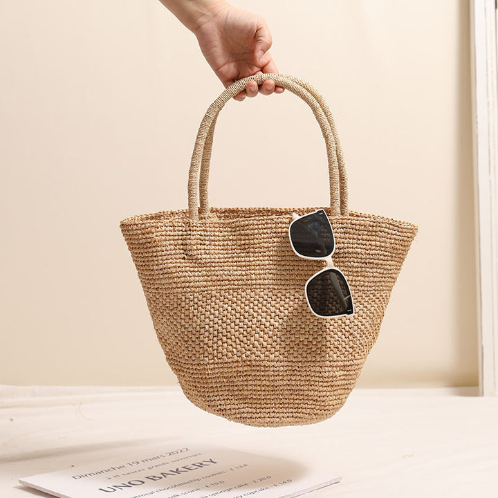 Håndlagd basttote bag med robuste håndtak Skanto