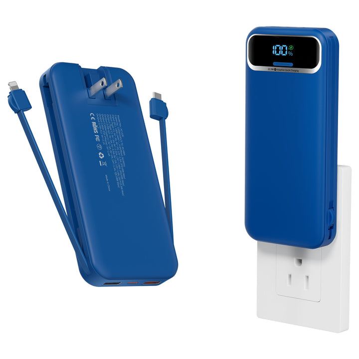 Powerbank med innebygd batterilader og LCD-skjerm Skanto