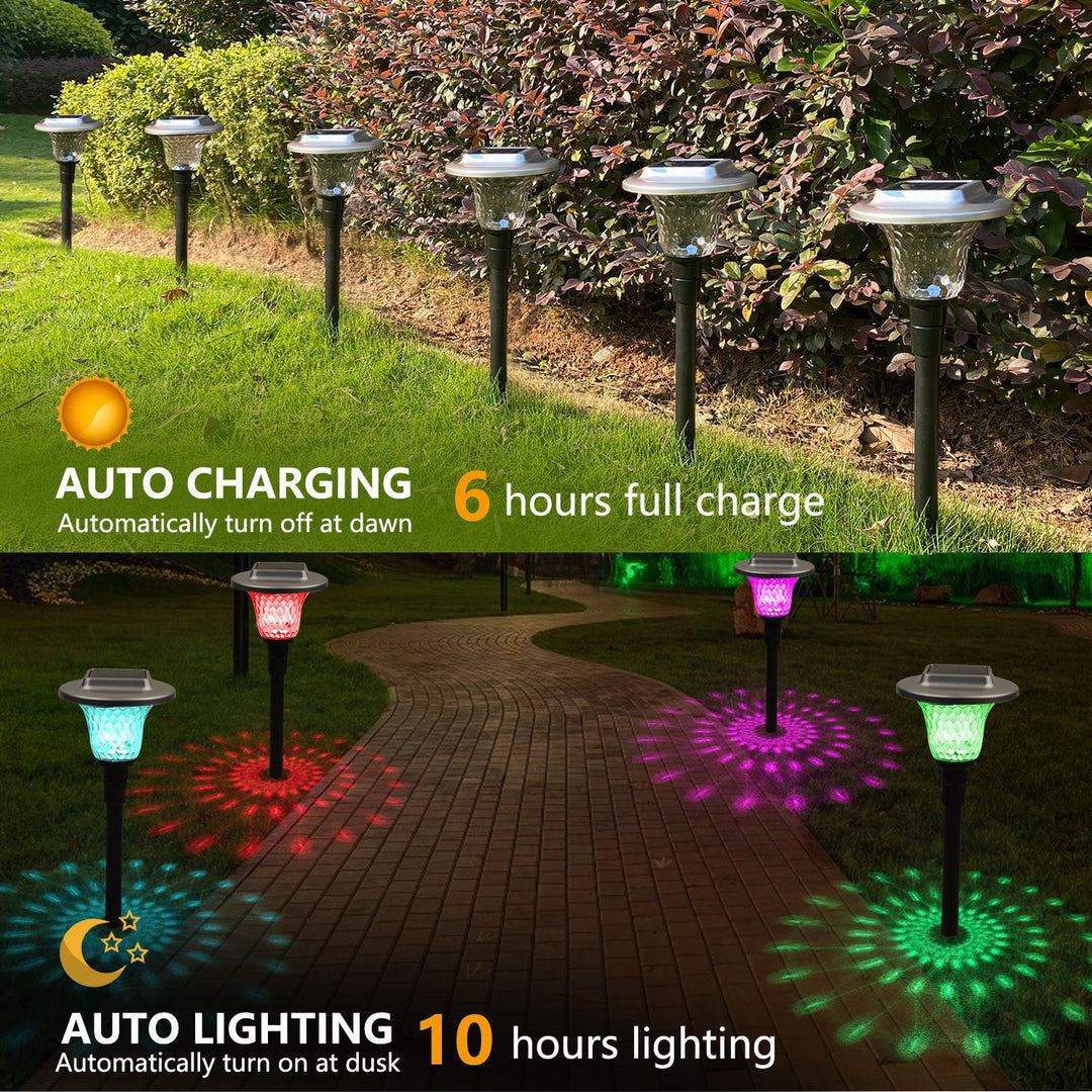 Solar LED Prosjektlys Stikking Med Fargeforandrende Krystall Linse Og Skumring-til-Dawn Sensor Skanto