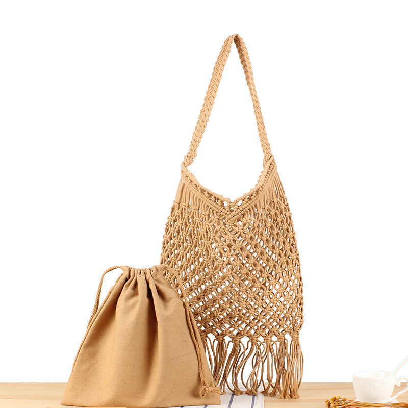 Macrame Shoulder Bag with Fringes Skanto