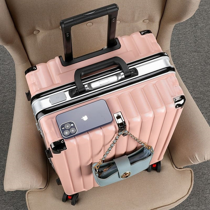 Hardplasttrolley med integrert USB-ladeport og multifunksjonell lagring Skanto