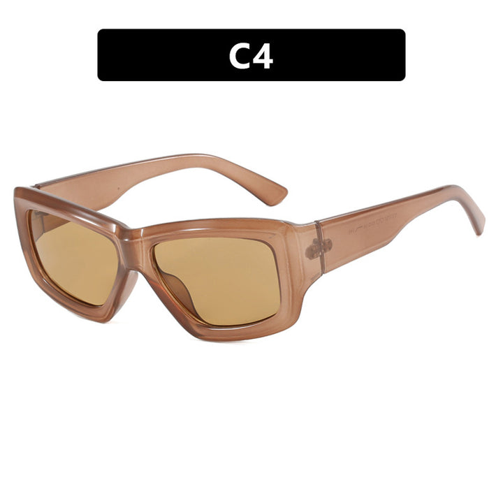 Dame trendy firkantet solbrille med gjennomsiktig ramme og komfortable linser Skanto