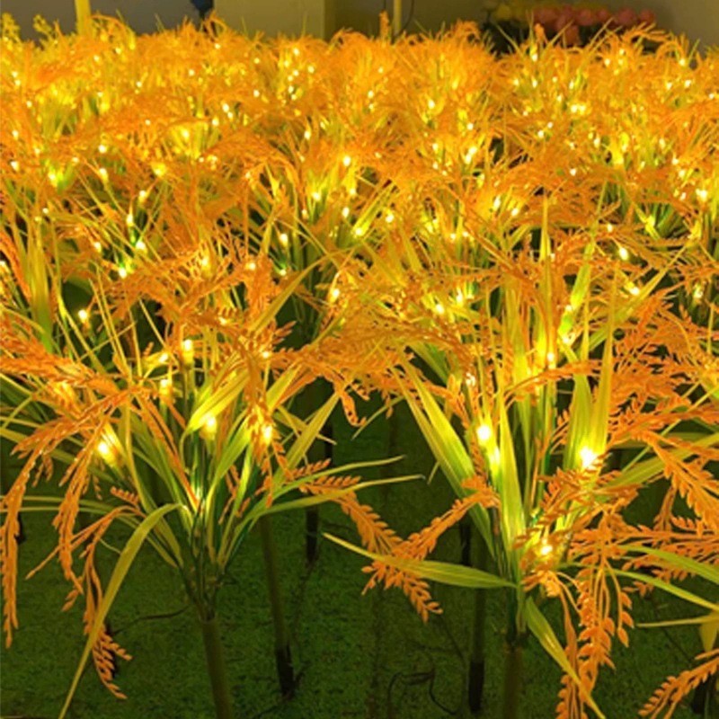 Solar LED Ornamental Risgrass Hage Stake Lys Med Mikro-LED Snor Og Bakke Spike Skanto