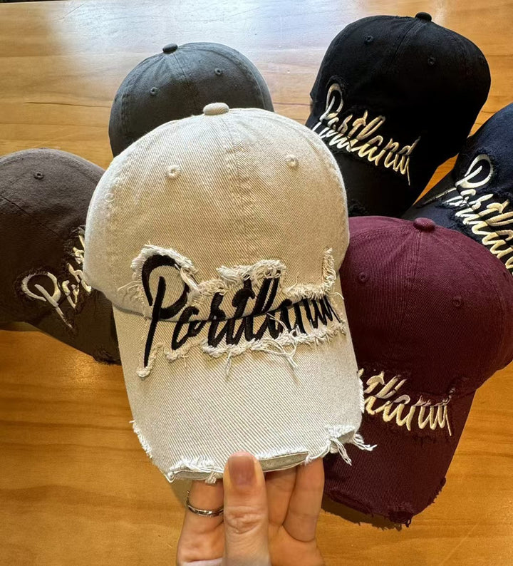 Unisex Slittet Denim Baseball Caps Skanto