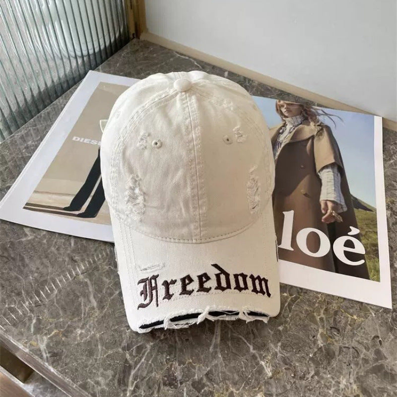 Kvinnenes slitte frihets broderte baseballcap Skanto