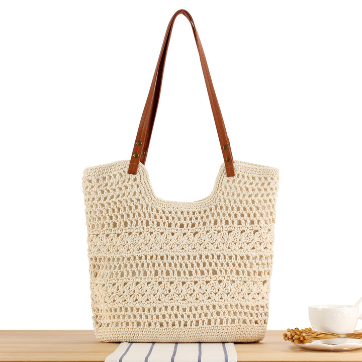 Braided macrame handbag with sturdy leather straps Skanto