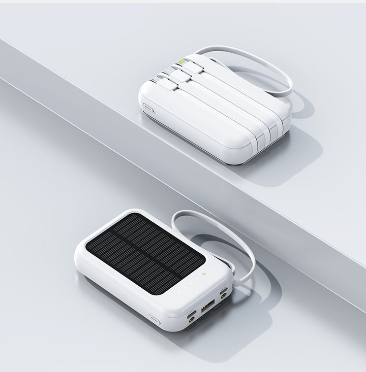 Bærbar solkraftbank med robust design og innebygget ladekabel Skanto