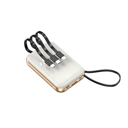 Bærbar Powerbank med integrerte ladekabler og digital ladedispay Skanto