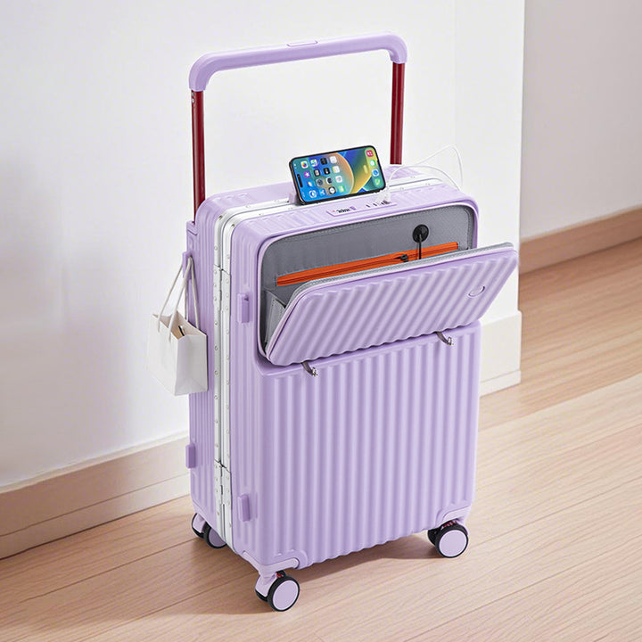 Unisex Multi-Compartment Rolling Hard-Shell Bagasje med Integrert Ladeport Skanto