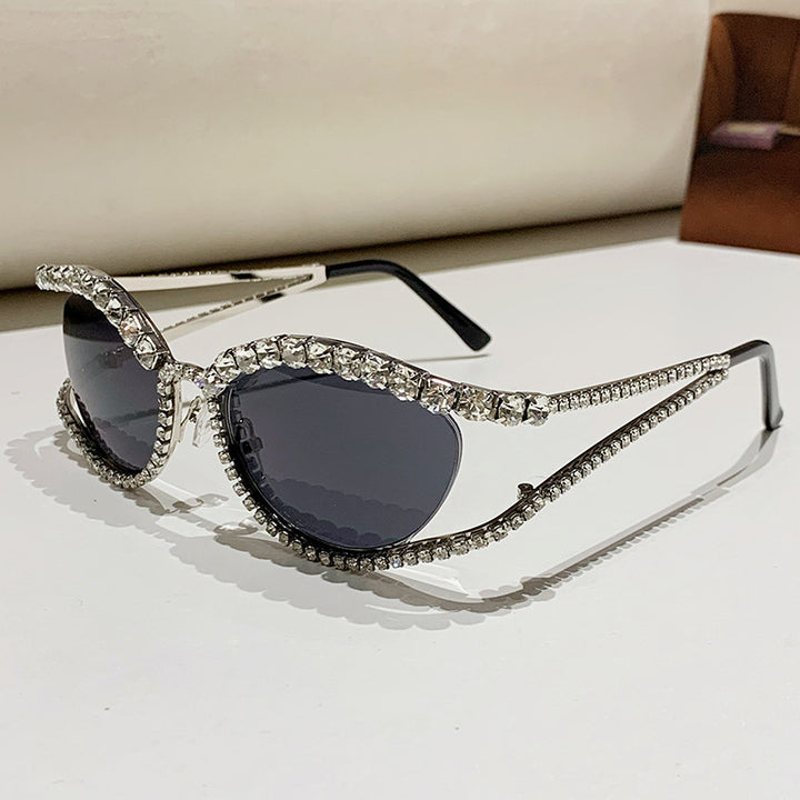 Dame Glamorøs solbrille med glitrende krystallakenter Skanto
