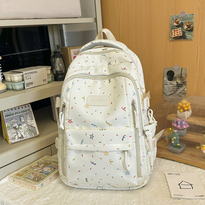 Multi-Pocket Stjerne-utsmykket Skole Rygsekk