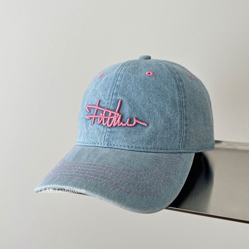 Kvinners slitt denim brodert baseballcaps Skanto