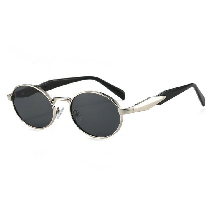 Dame designer solbrille med høyverdig rund ramme og beskyttende UV-filter Skanto