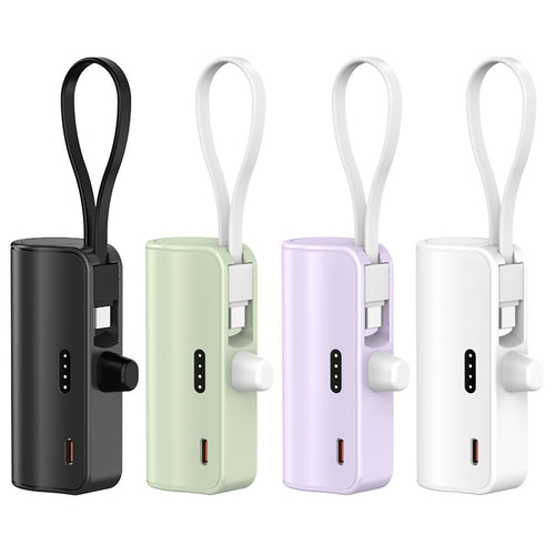 Bærbar powerbank med integrert ladekabel og kompakt design Skanto