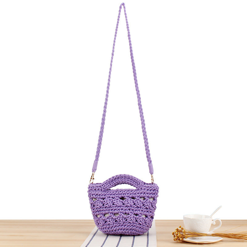 Lekker Makramee Crossbody Bag med Flettet Håndtak Skanto