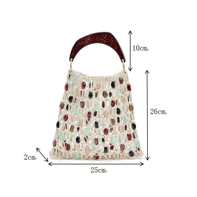 Håndlaget designer skulderveske med unike steindetaljer Skanto
