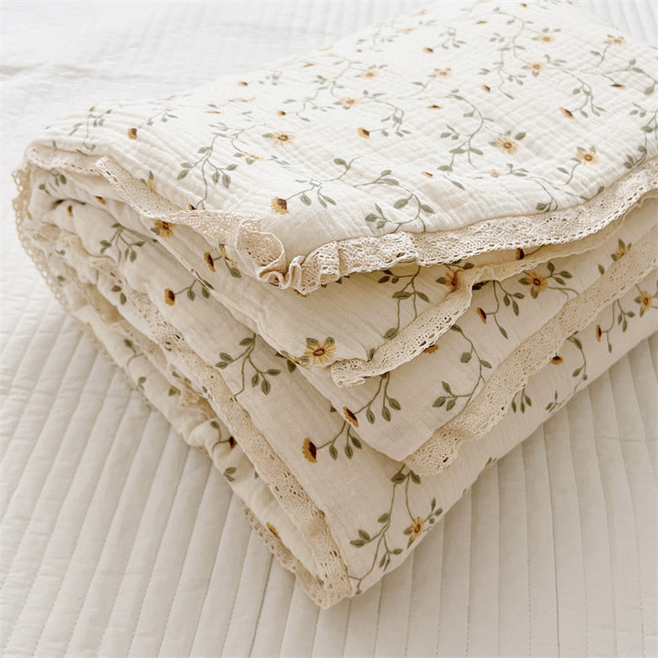 Unisex Pustende Muslinteppe med Blomster Volangdesign Skanto