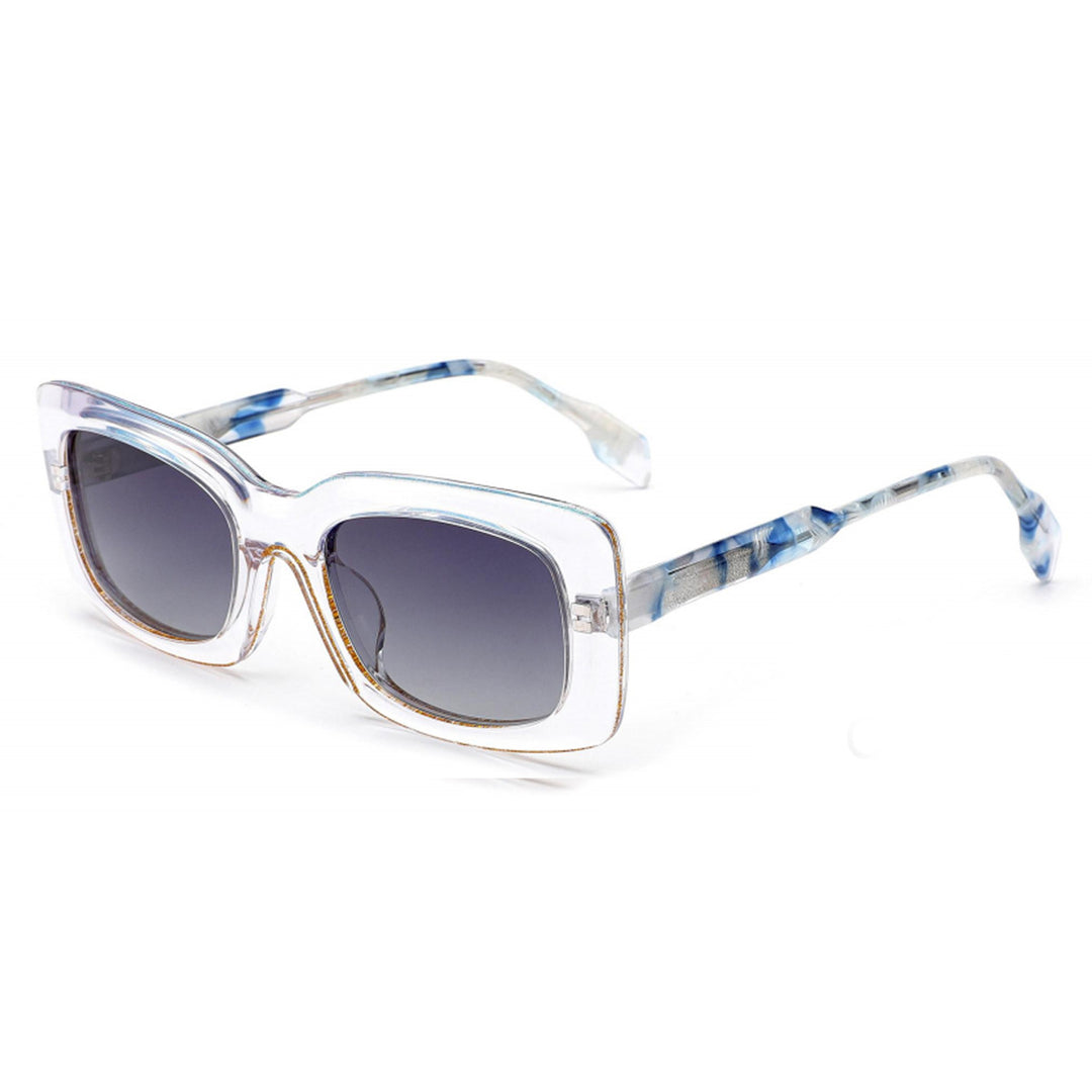 Dame moteriktig kvadratisk solbrille med unik ramme Skanto