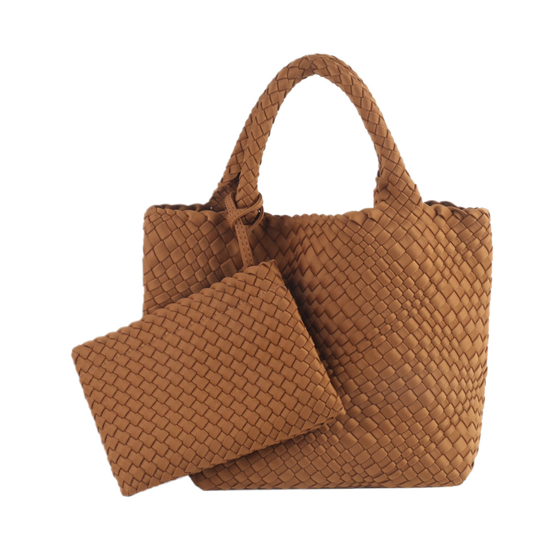 Flettet håndveske med avtakbar clutch Skanto